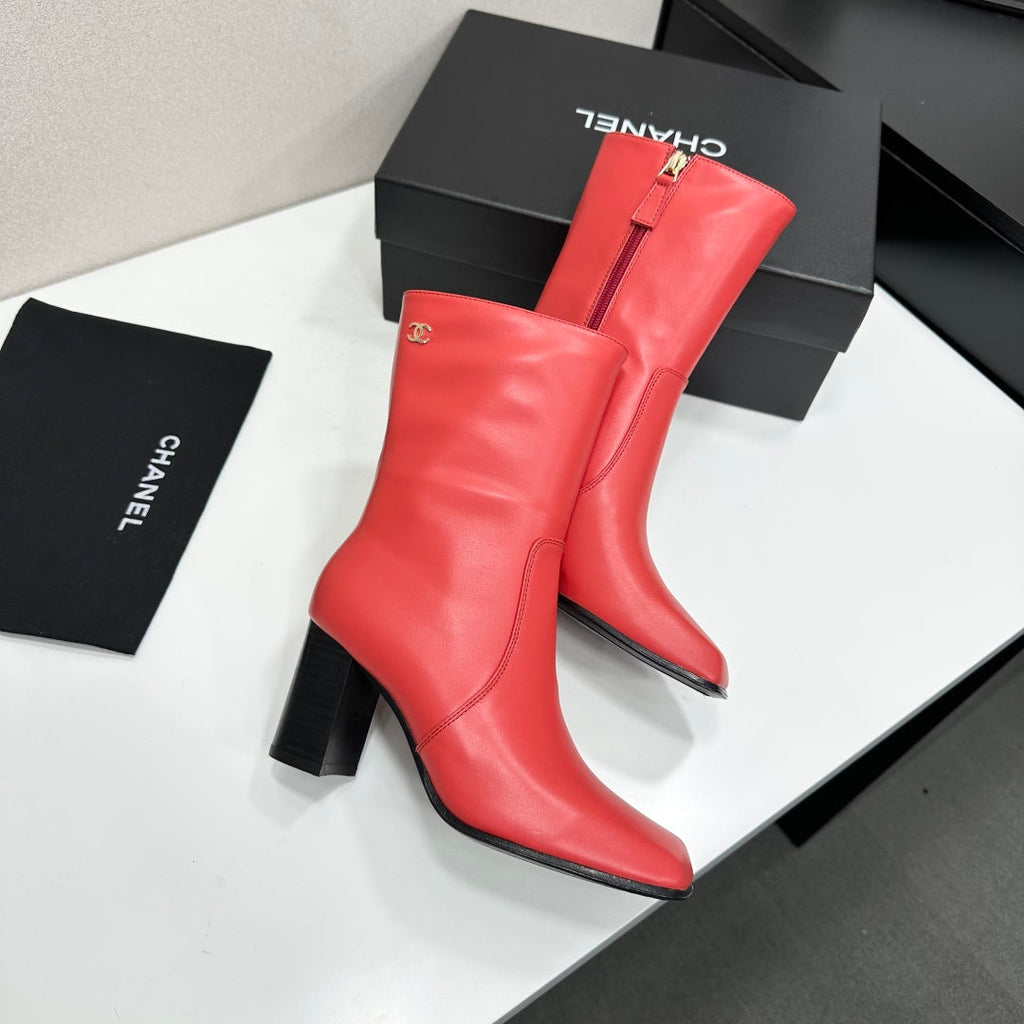 New Arrival Women's CC Square Toe Block Heel Mid Calf Boots SZ1326102315