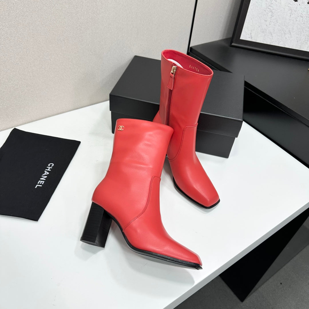 New Arrival Women's CC Square Toe Block Heel Mid Calf Boots SZ1326102315