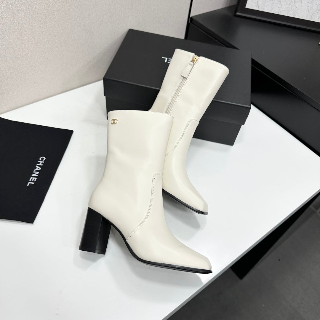 New Arrival Women's CC Square Toe Block Heel Mid Calf Boots SZ1326102315