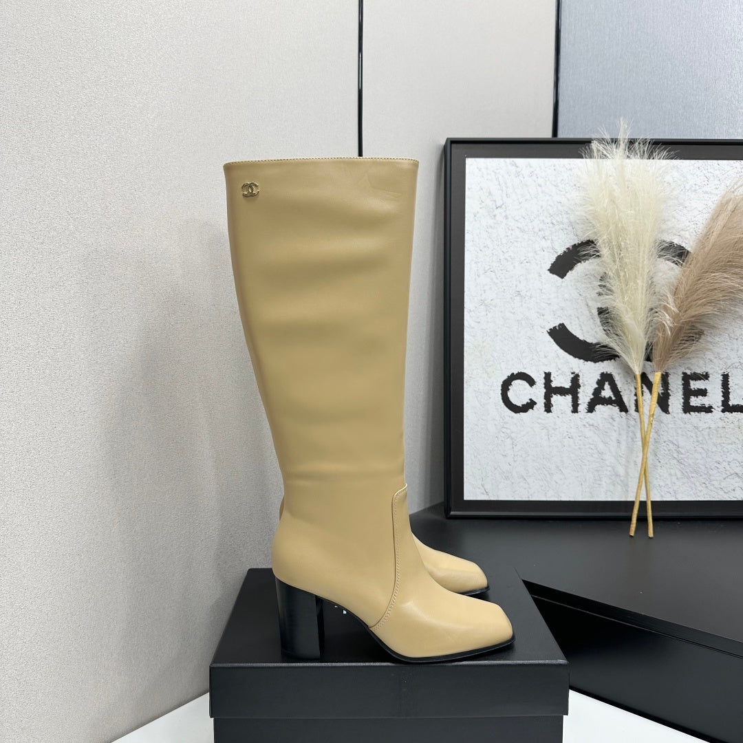 New Arrival Women's CC Square Toe Block Heel Knee High Boots SZ1326102316