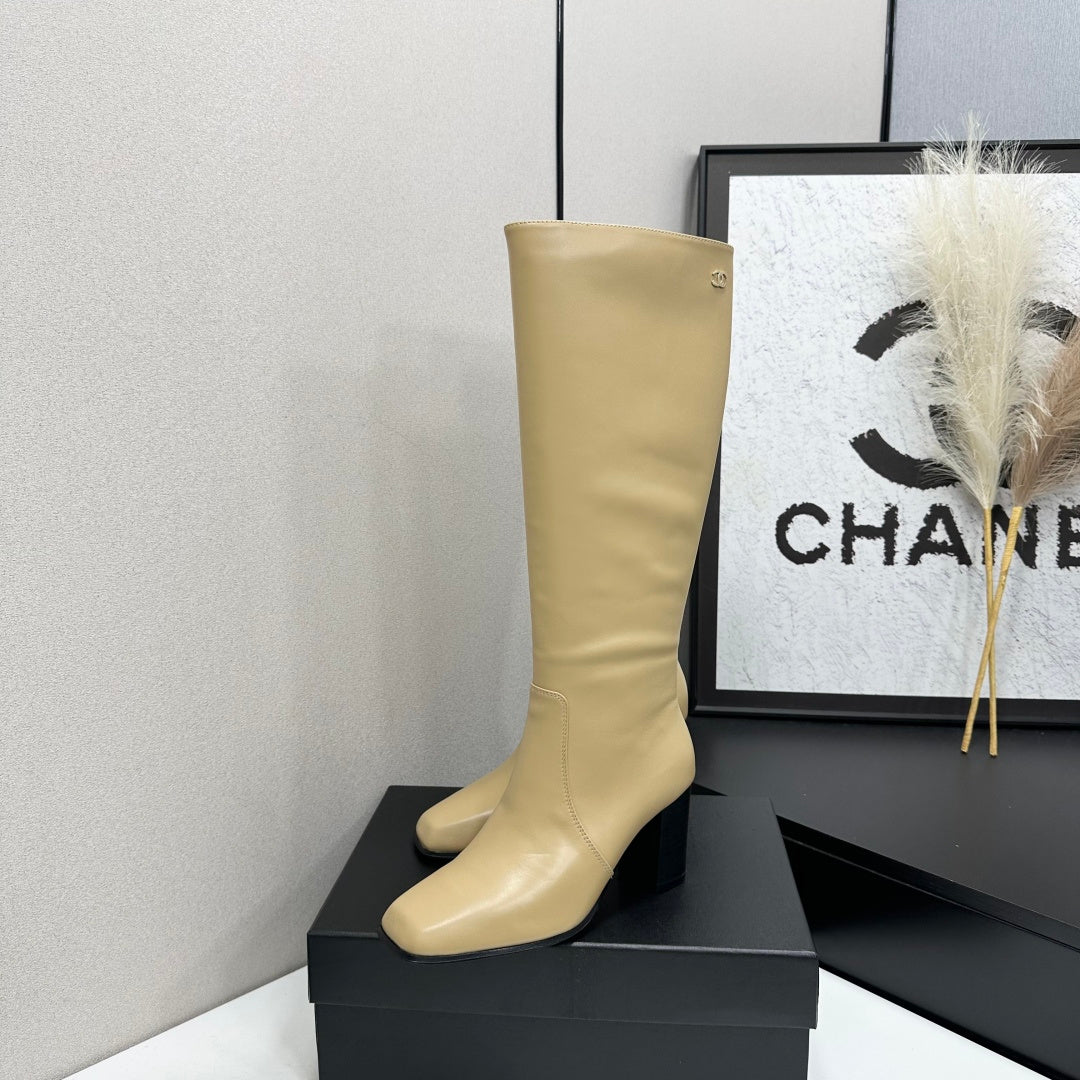 New Arrival Women's CC Square Toe Block Heel Knee High Boots SZ1326102316