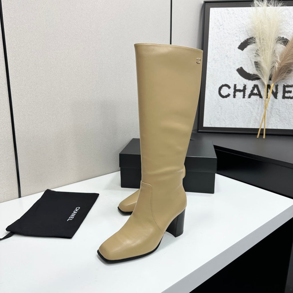 New Arrival Women's CC Square Toe Block Heel Knee High Boots SZ1326102316