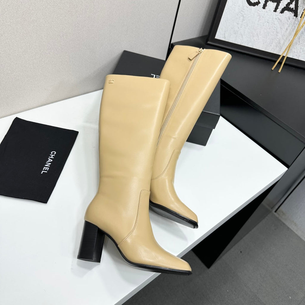 New Arrival Women's CC Square Toe Block Heel Knee High Boots SZ1326102316