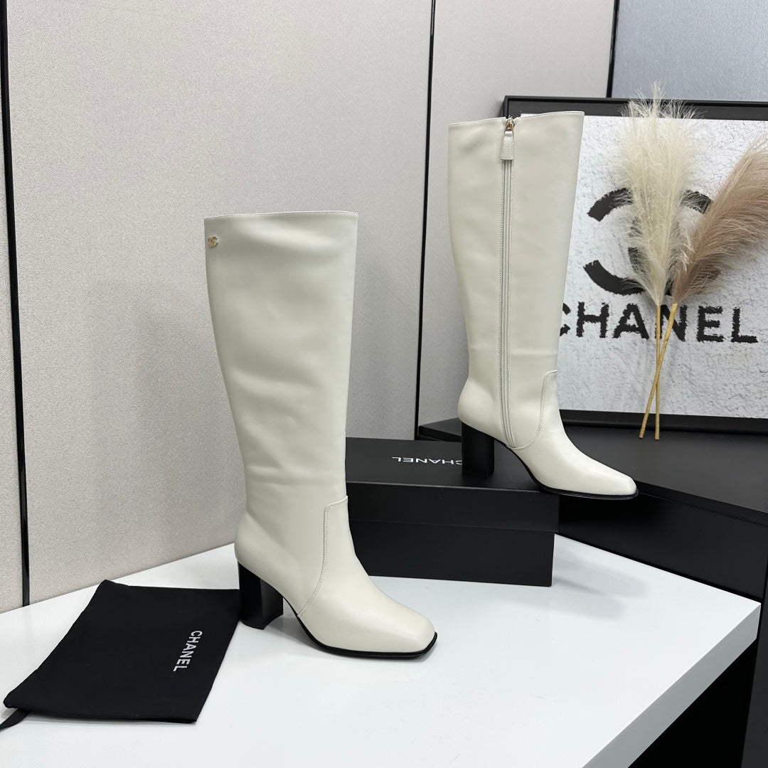 New Arrival Women's CC Square Toe Block Heel Knee High Boots SZ1326102316