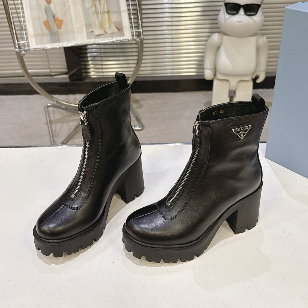 New Arrival Women's PRA Logo Block Heel Ankle Boots SZ1326102317