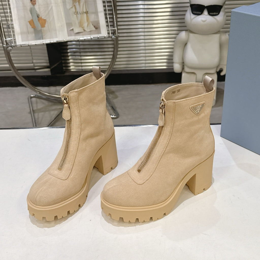 New Arrival Women's PRA Logo Block Heel Ankle Boots SZ1326102317