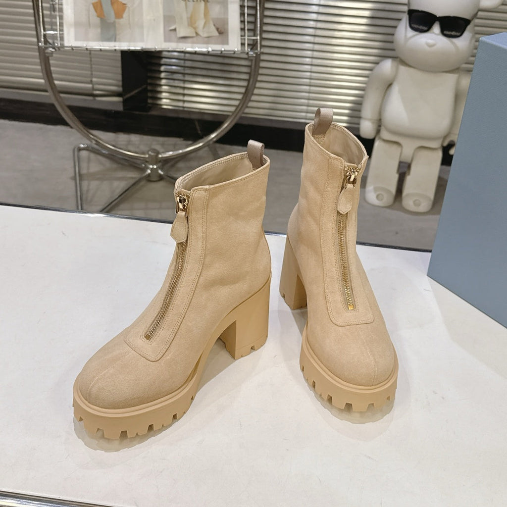 New Arrival Women's PRA Logo Block Heel Ankle Boots SZ1326102317