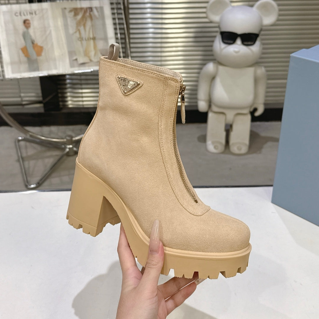 New Arrival Women's PRA Logo Block Heel Ankle Boots SZ1326102317