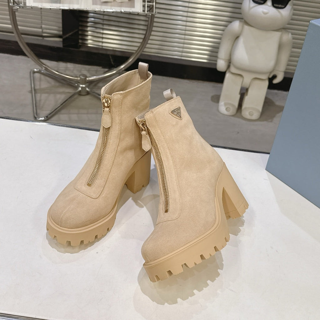 New Arrival Women's PRA Logo Block Heel Ankle Boots SZ1326102317