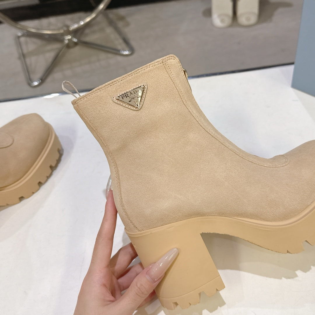 New Arrival Women's PRA Logo Block Heel Ankle Boots SZ1326102317
