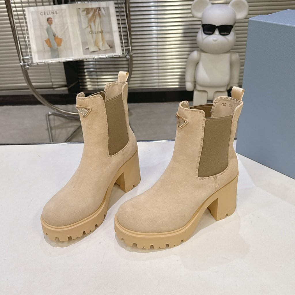 New Arrival Women's PRA Logo Block Heel Ankle Boots SZ1326102318