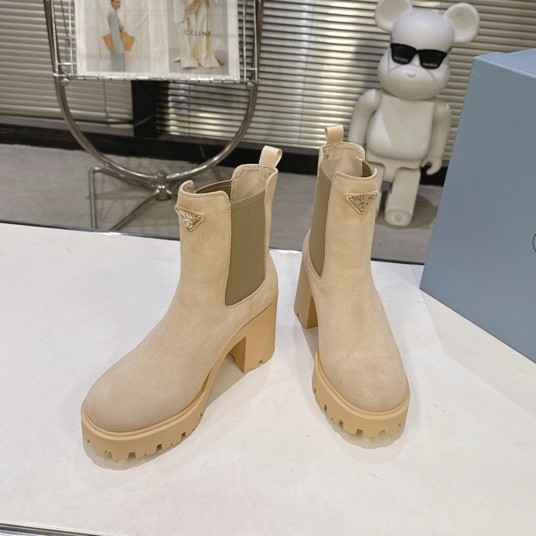 New Arrival Women's PRA Logo Block Heel Ankle Boots SZ1326102318