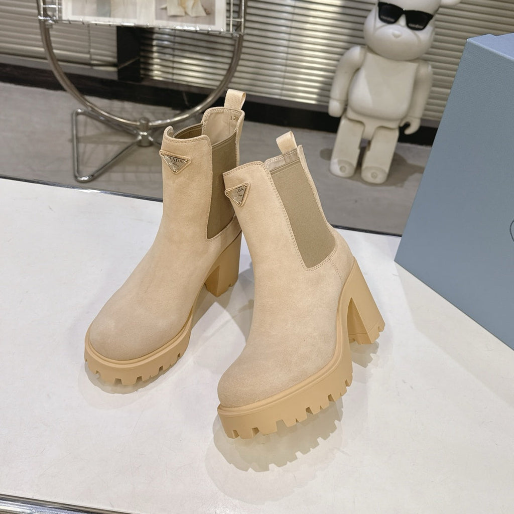 New Arrival Women's PRA Logo Block Heel Ankle Boots SZ1326102318