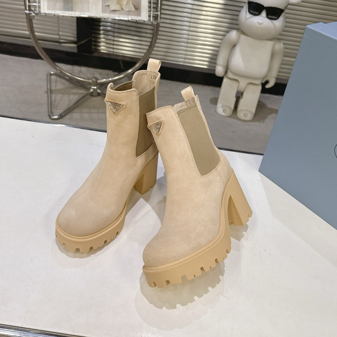 New Arrival Women's PRA Logo Block Heel Ankle Boots SZ1326102318