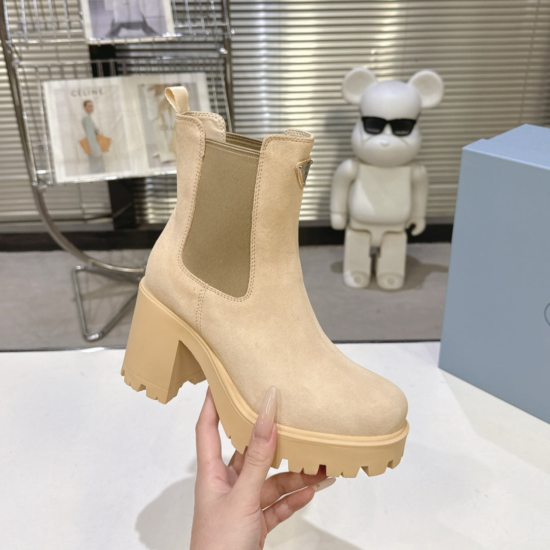 New Arrival Women's PRA Logo Block Heel Ankle Boots SZ1326102318