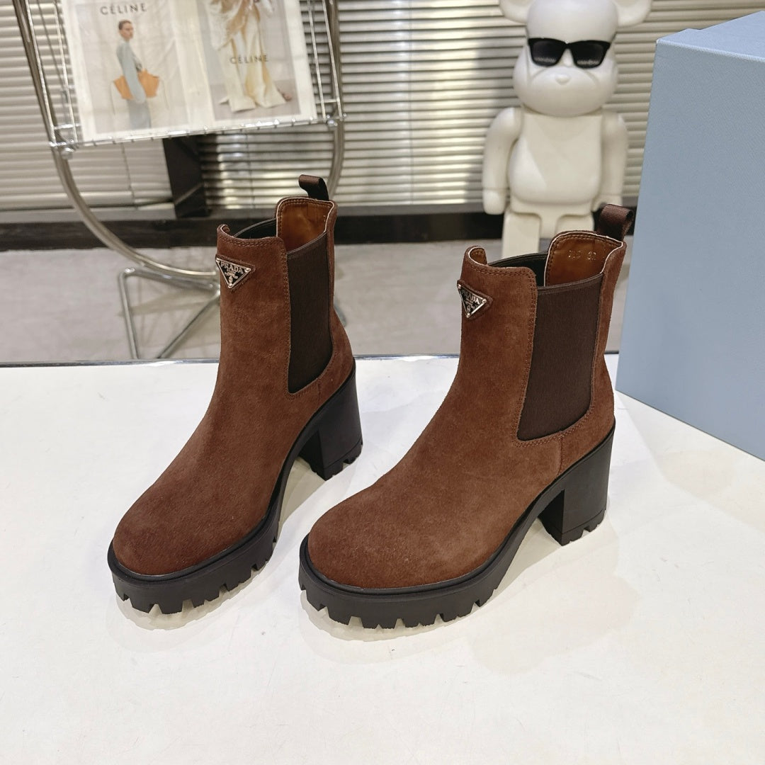 New Arrival Women's PRA Logo Block Heel Ankle Boots SZ1326102318