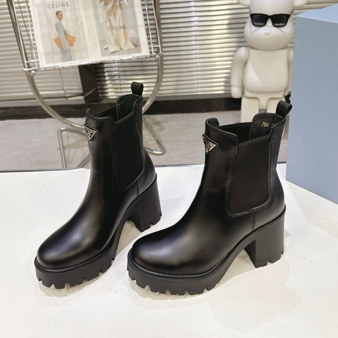 New Arrival Women's PRA Logo Block Heel Ankle Boots SZ1326102318