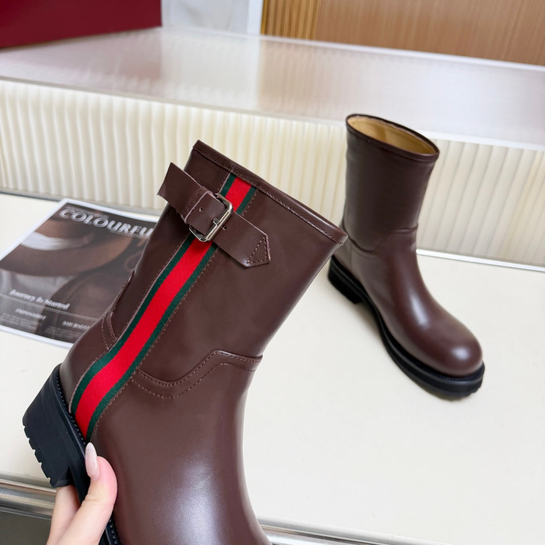 New Arrival Women's Web Strap Buckle Platform Ankle Boots SZ1326102319