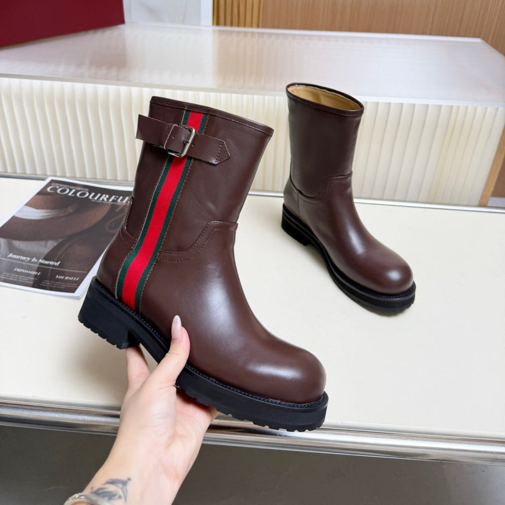 New Arrival Women's Web Strap Buckle Platform Ankle Boots SZ1326102319