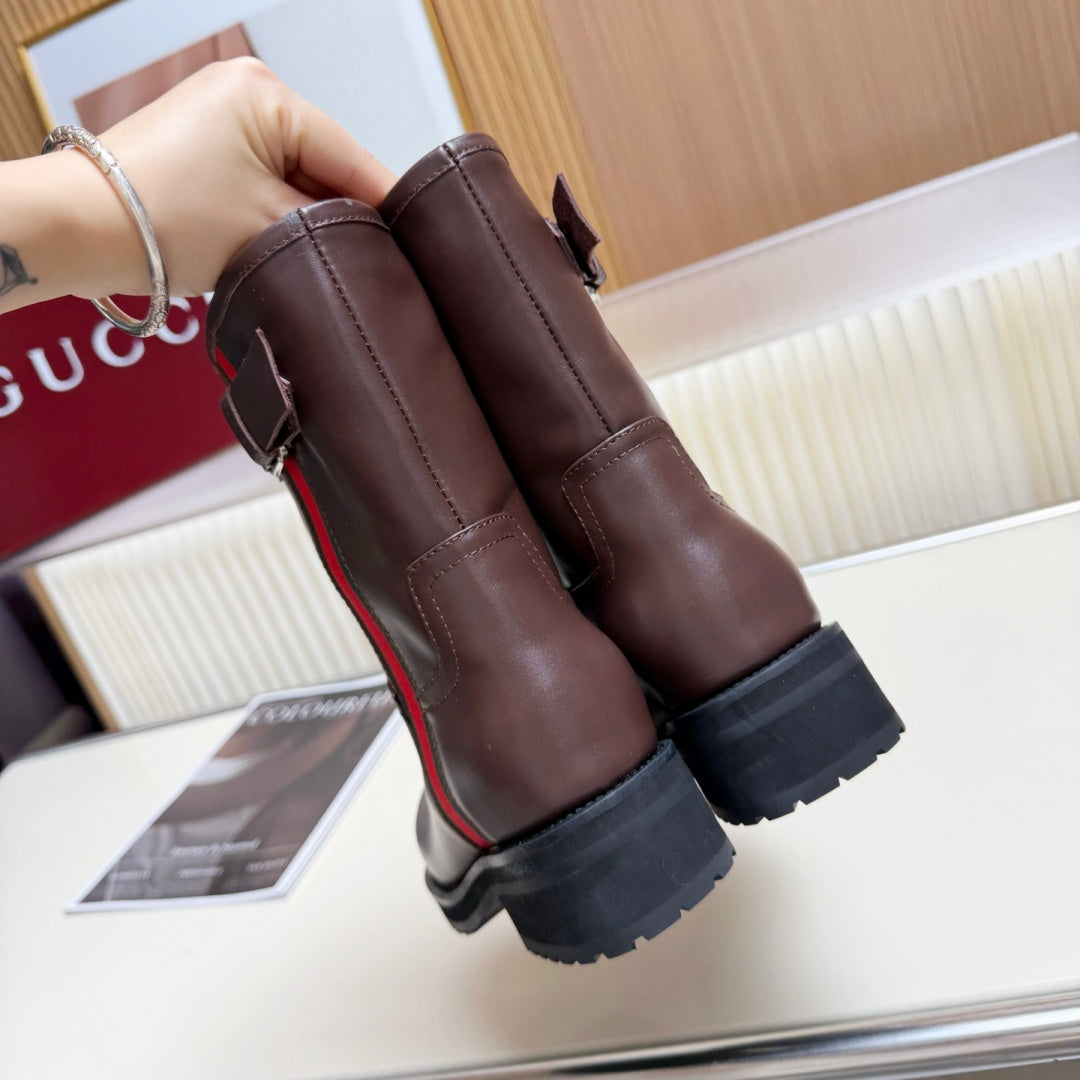 New Arrival Women's Web Strap Buckle Platform Ankle Boots SZ1326102319