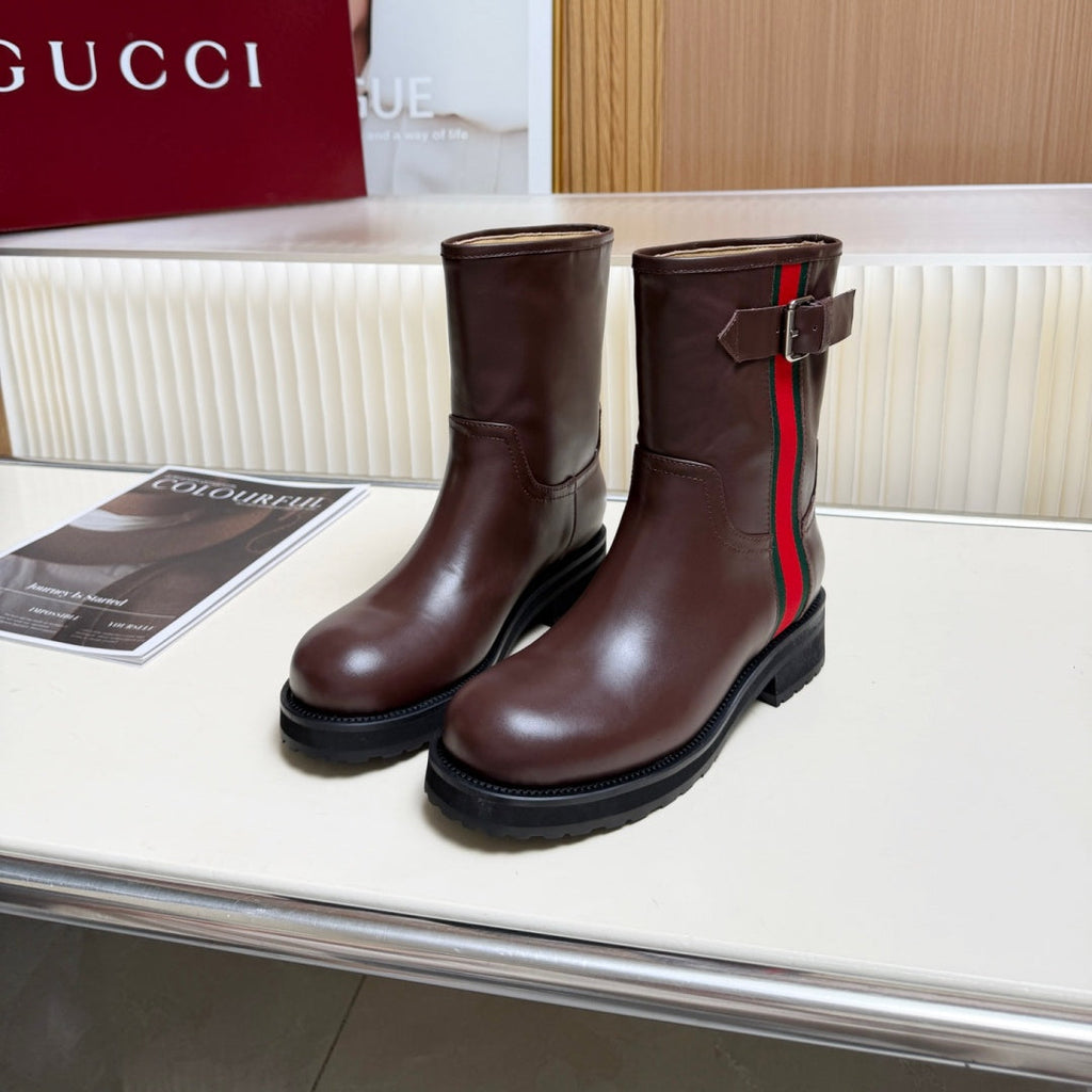 New Arrival Women's Web Strap Buckle Platform Ankle Boots SZ1326102319