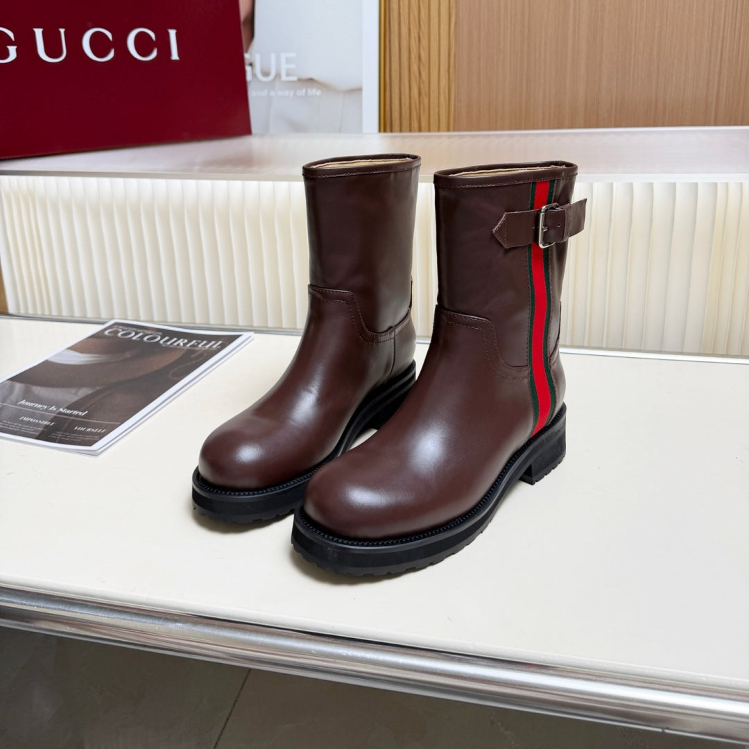 New Arrival Women's Web Strap Buckle Platform Ankle Boots SZ1326102319