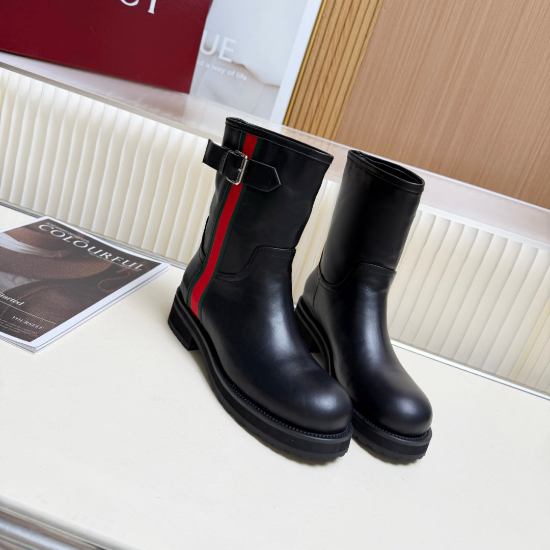 New Arrival Women's Web Strap Buckle Platform Ankle Boots SZ1326102319