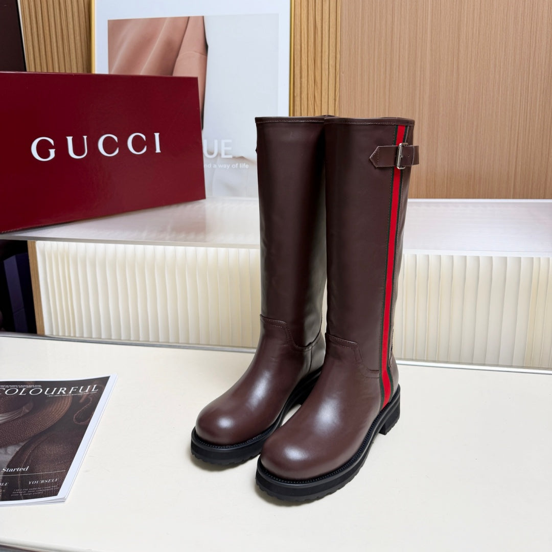New Arrival Women's Web Strap Buckle Platform Knee High Boots SZ1326102320