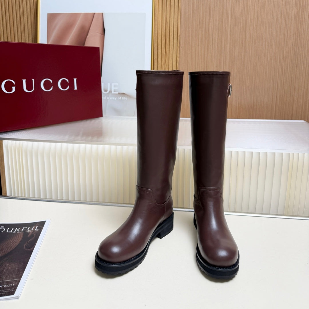 New Arrival Women's Web Strap Buckle Platform Knee High Boots SZ1326102320