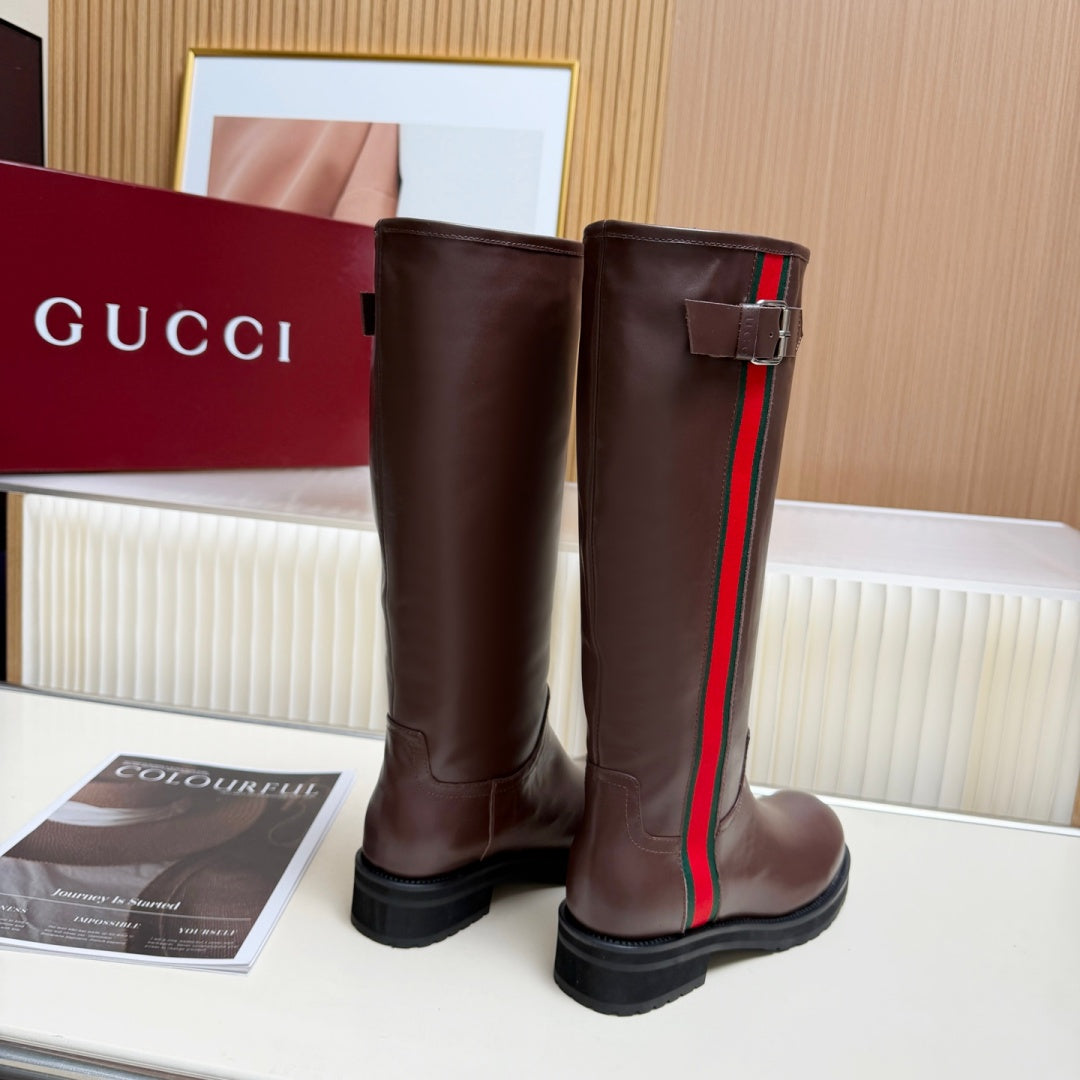 New Arrival Women's Web Strap Buckle Platform Knee High Boots SZ1326102320