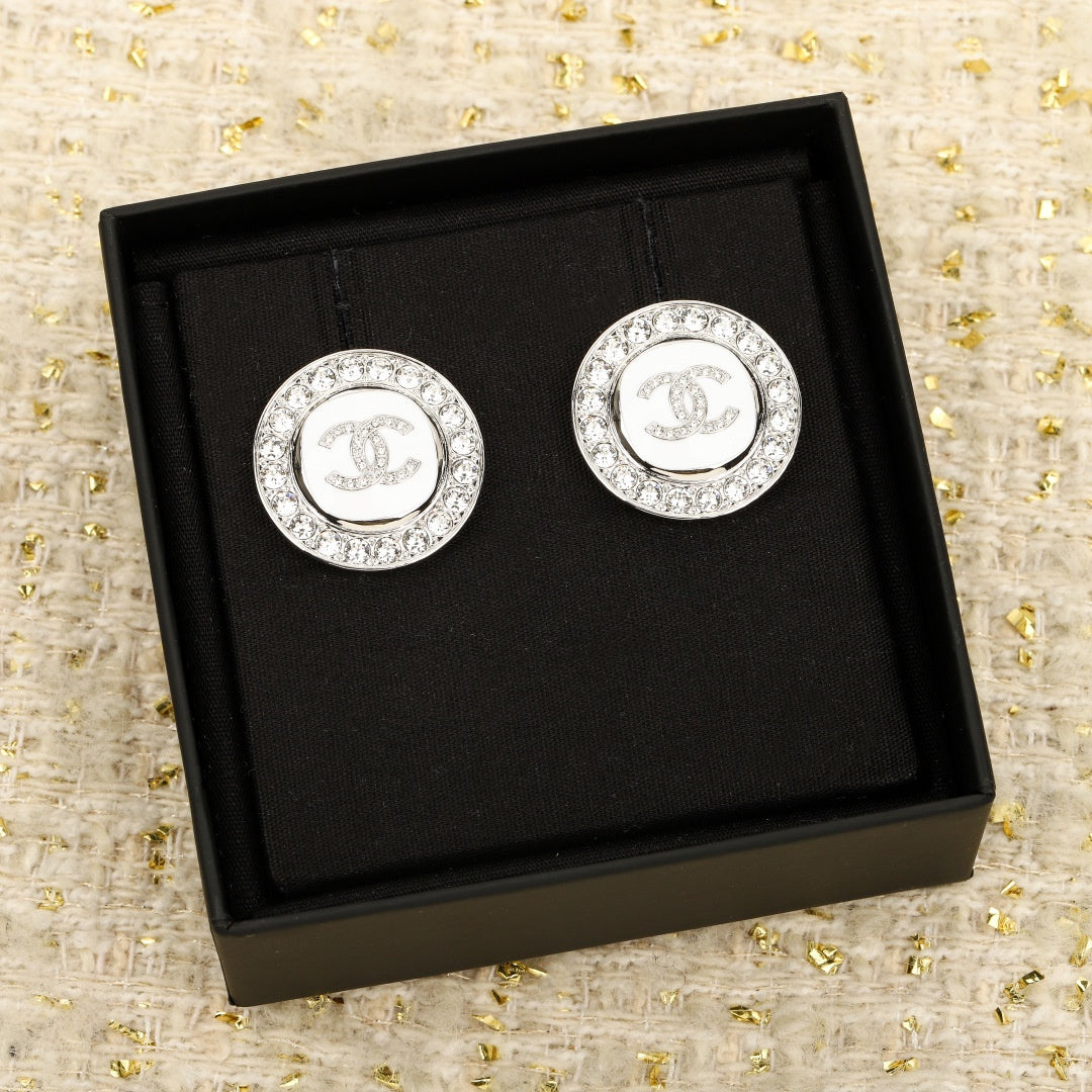 New Versatile Round CC Crystal Stud Earrings XC1326102609