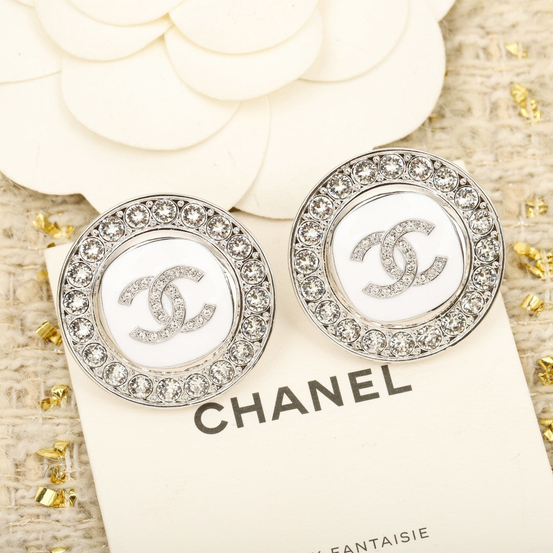 New Versatile Round CC Crystal Stud Earrings XC1326102609