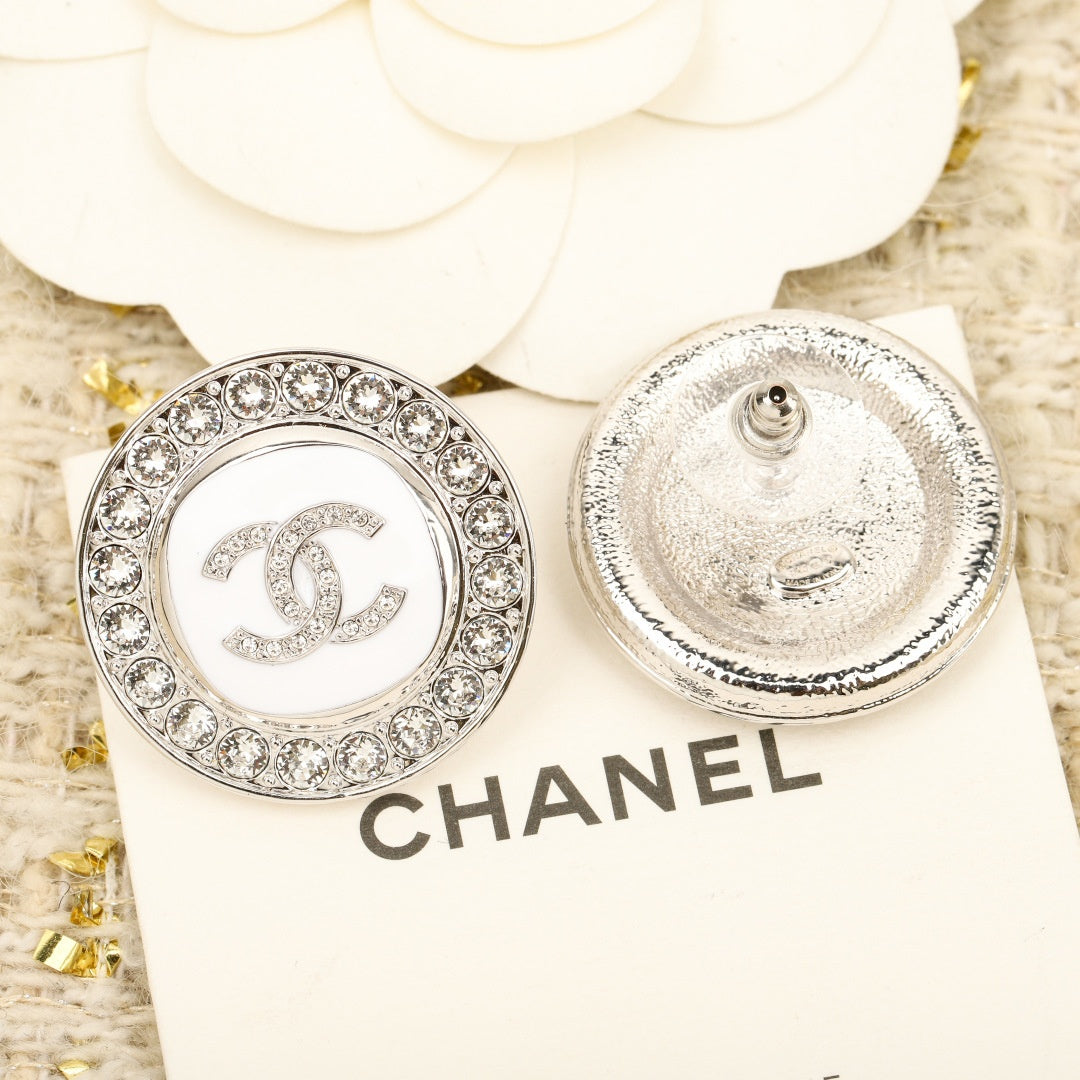 New Versatile Round CC Crystal Stud Earrings XC1326102609