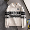 New Men's Fair Isle Jacquard Half Zip Collar Sweater MJ1326102701