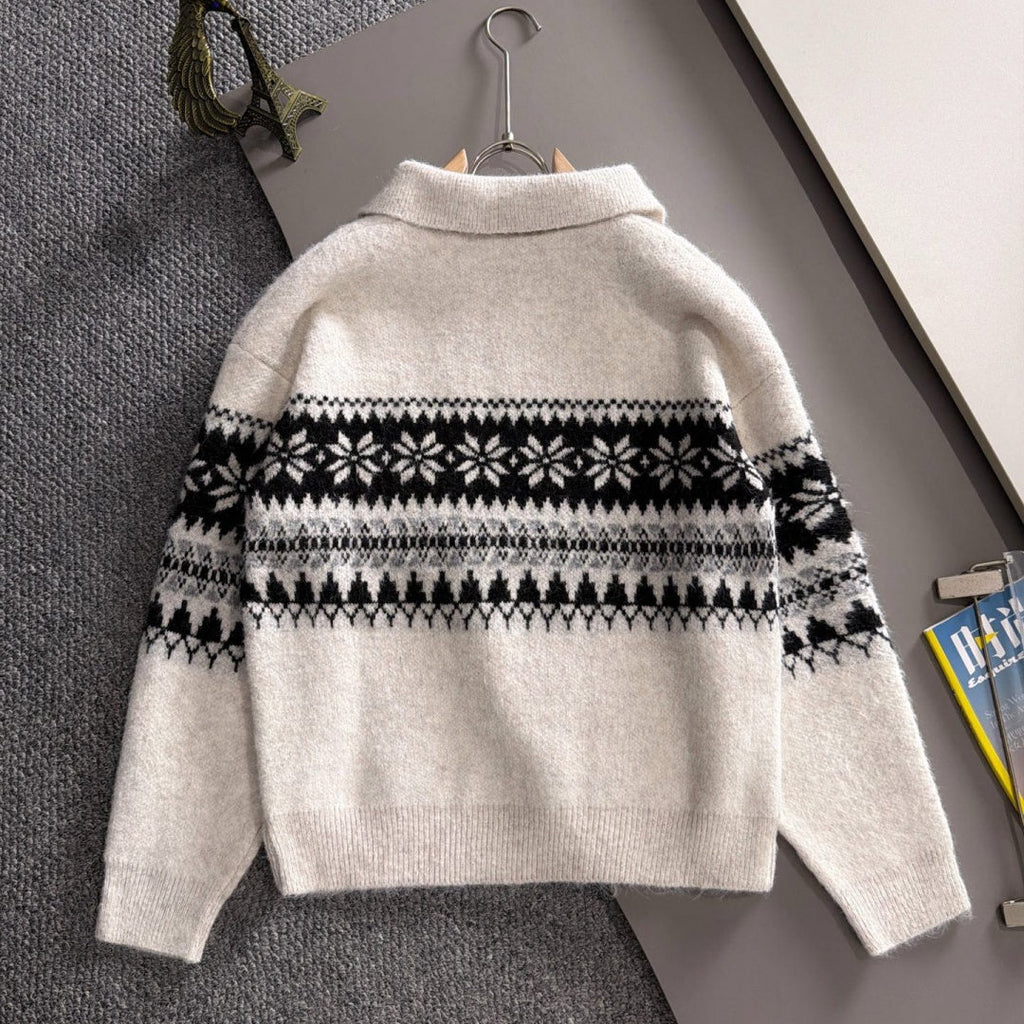 New Men's Fair Isle Jacquard Half Zip Collar Sweater MJ1326102701