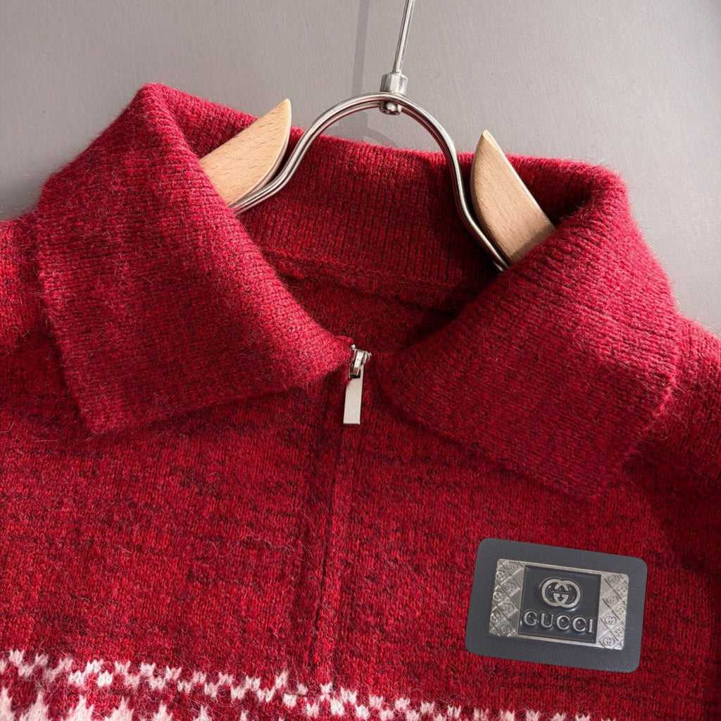 New Men's Fair Isle Jacquard Half Zip Collar Sweater MJ1326102701