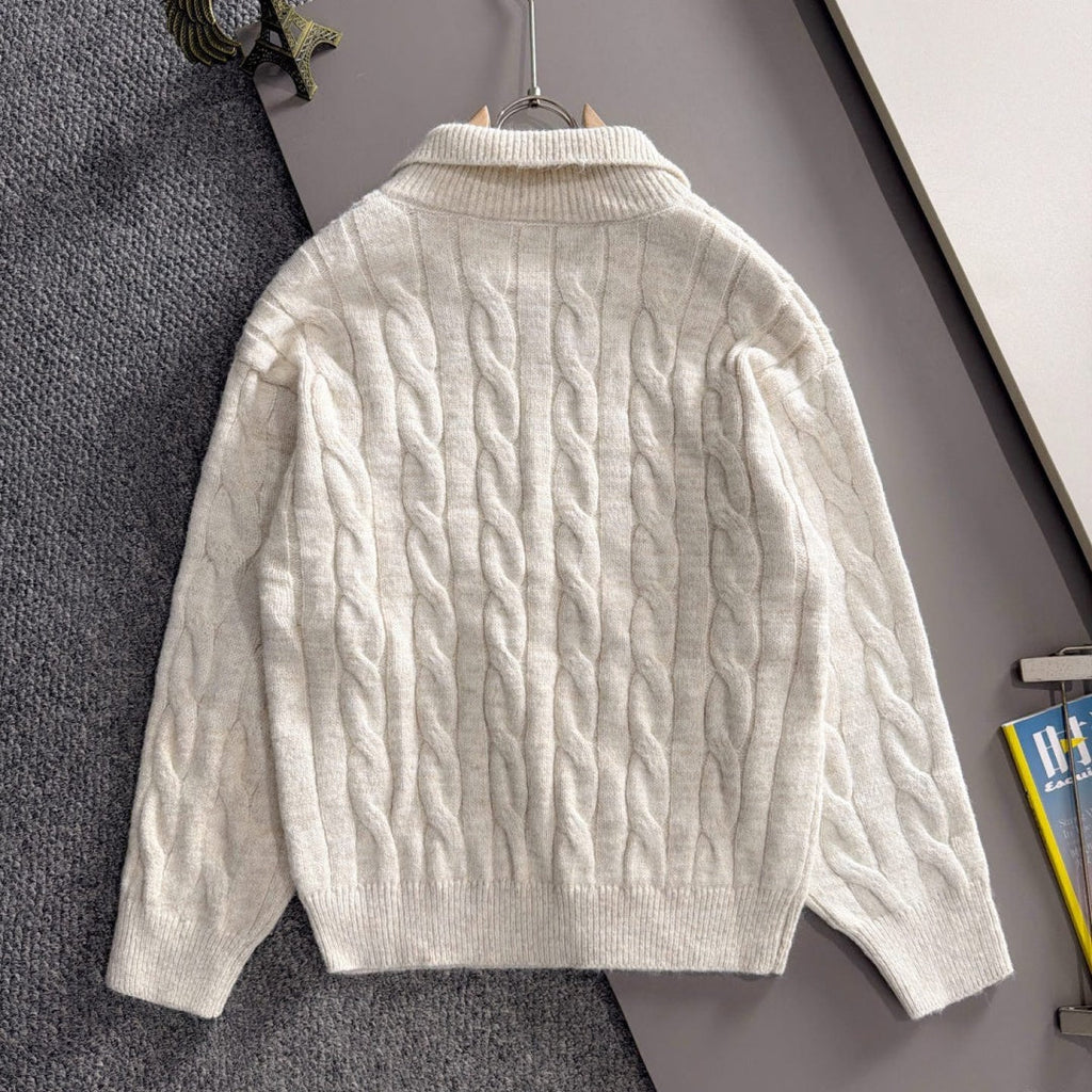 New Collared Half-Zip Cable Knit Sweater MJ1326102704