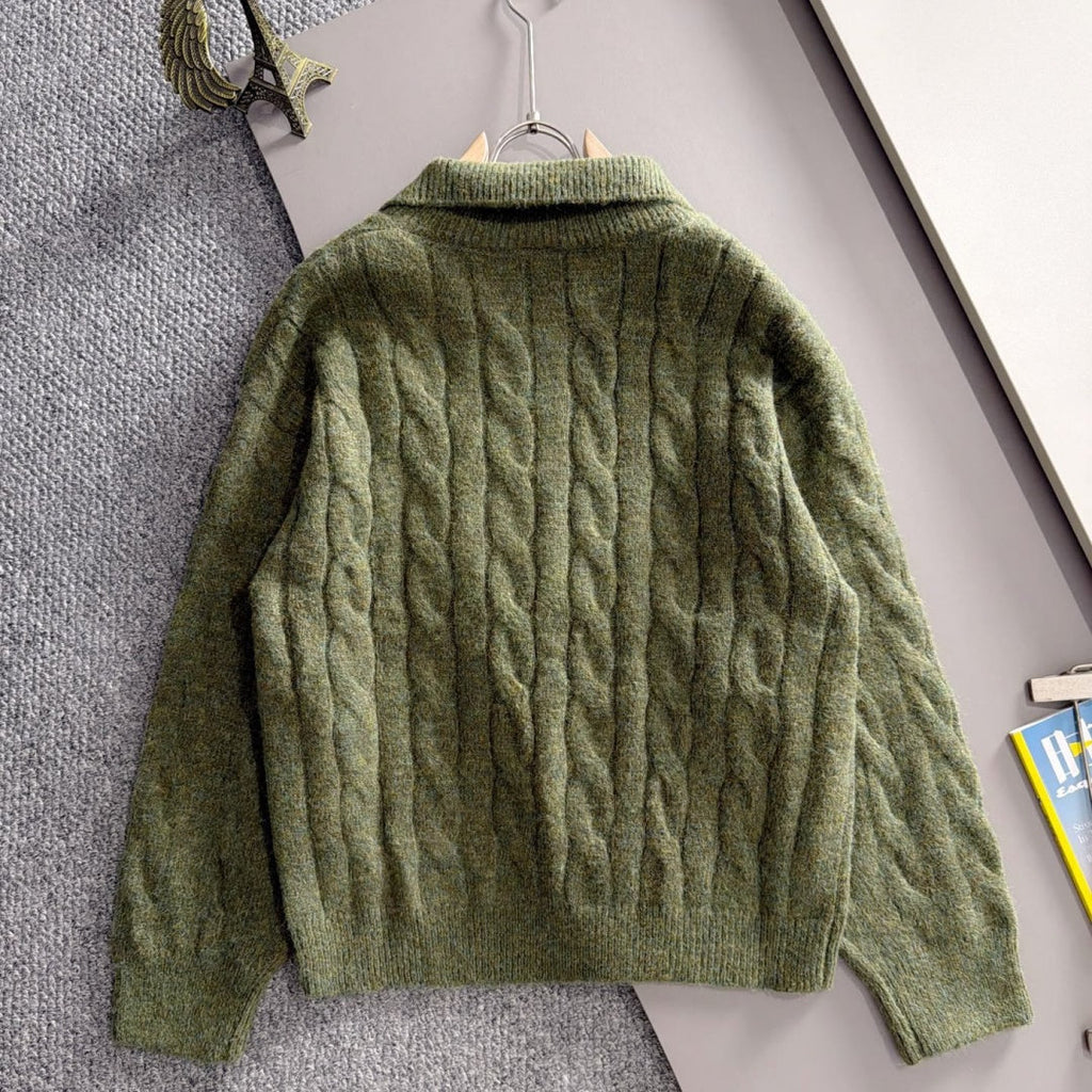 New Collared Half-Zip Cable Knit Sweater MJ1326102704