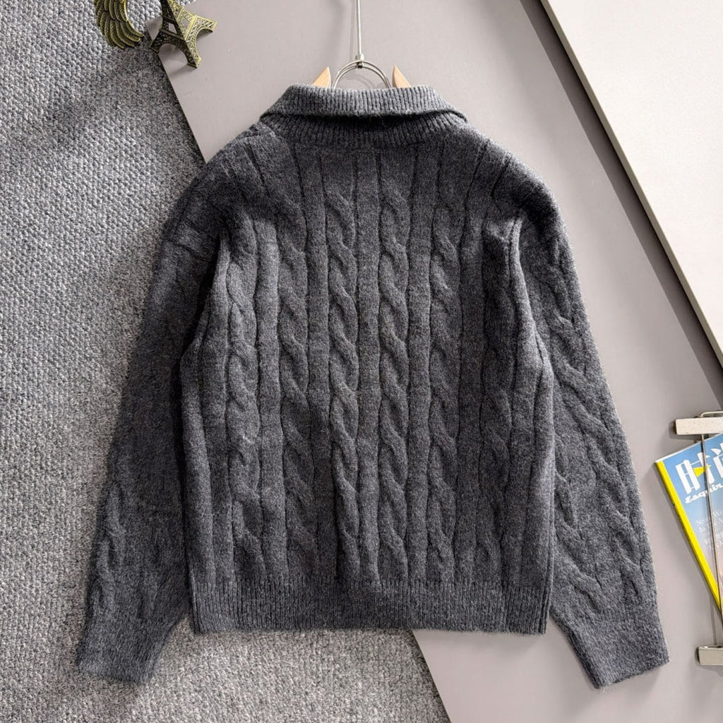 New Collared Half-Zip Cable Knit Sweater MJ1326102704