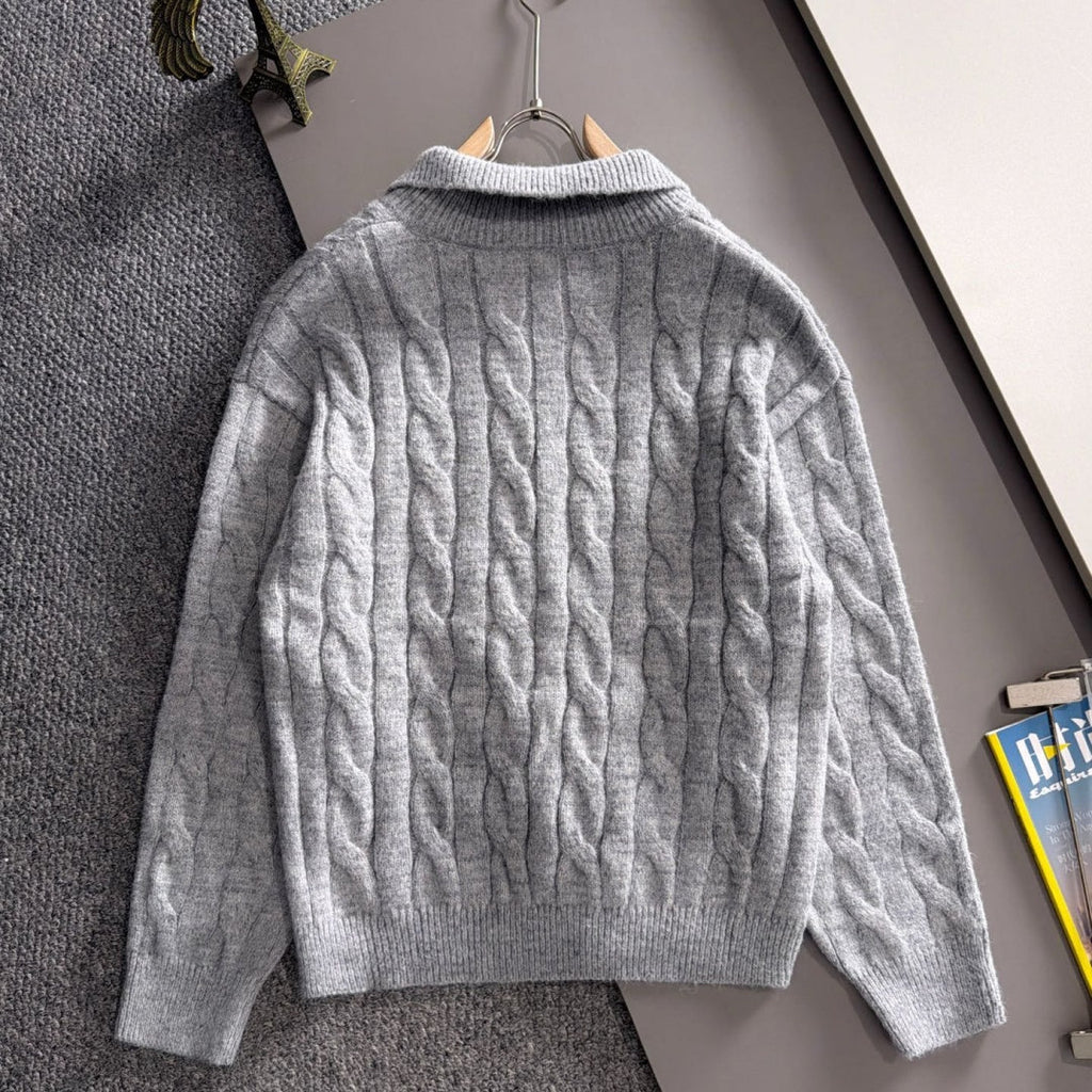 New Collared Half-Zip Cable Knit Sweater MJ1326102704