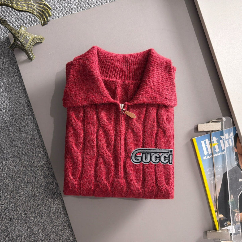 New Collared Half-Zip Cable Knit Sweater MJ1326102704