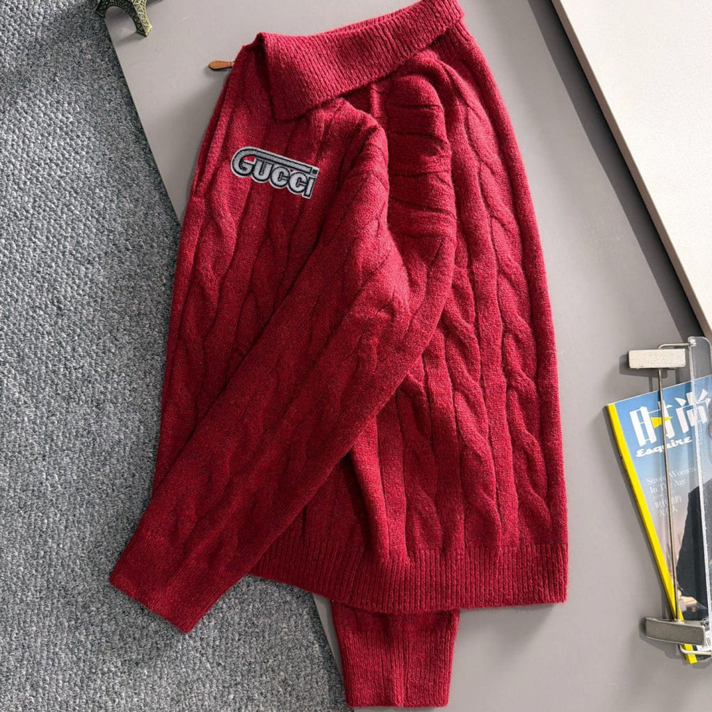 New Collared Half-Zip Cable Knit Sweater MJ1326102704