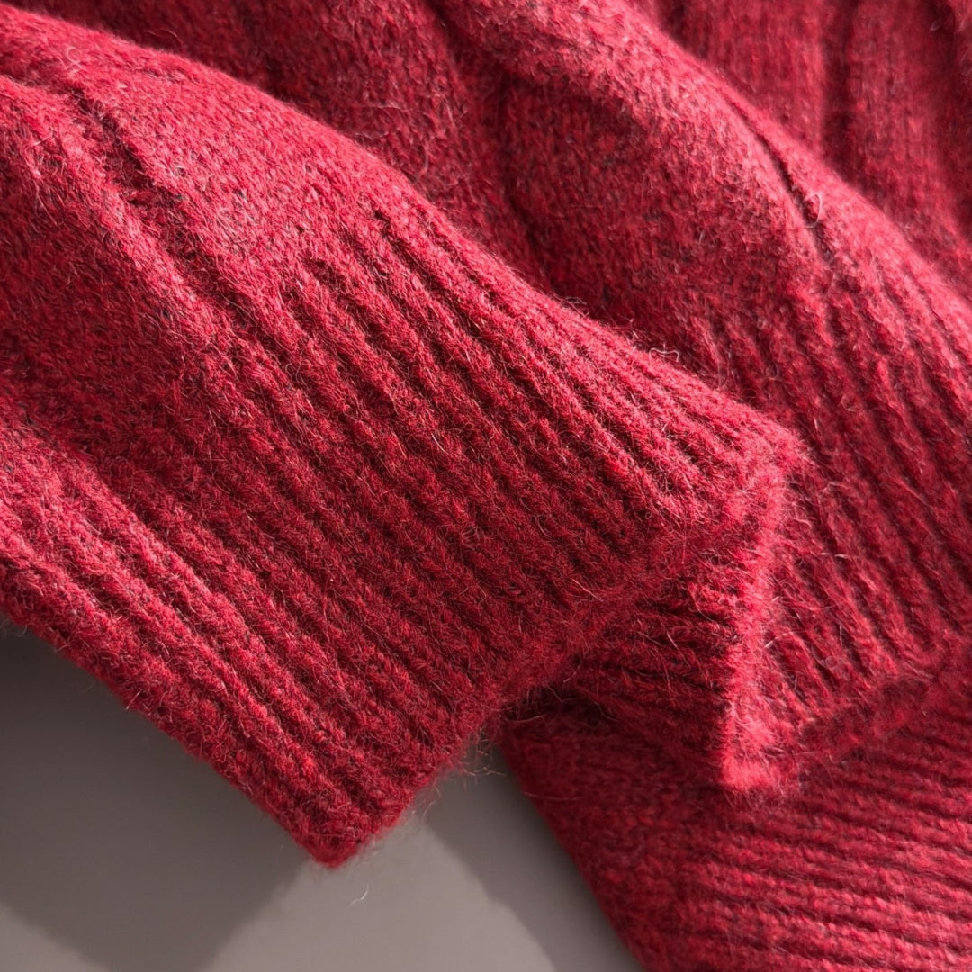 New Collared Half-Zip Cable Knit Sweater MJ1326102704