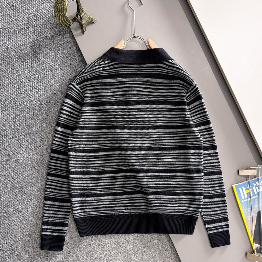 New Striped Polo Collar Knit Sweater MJ1326102705