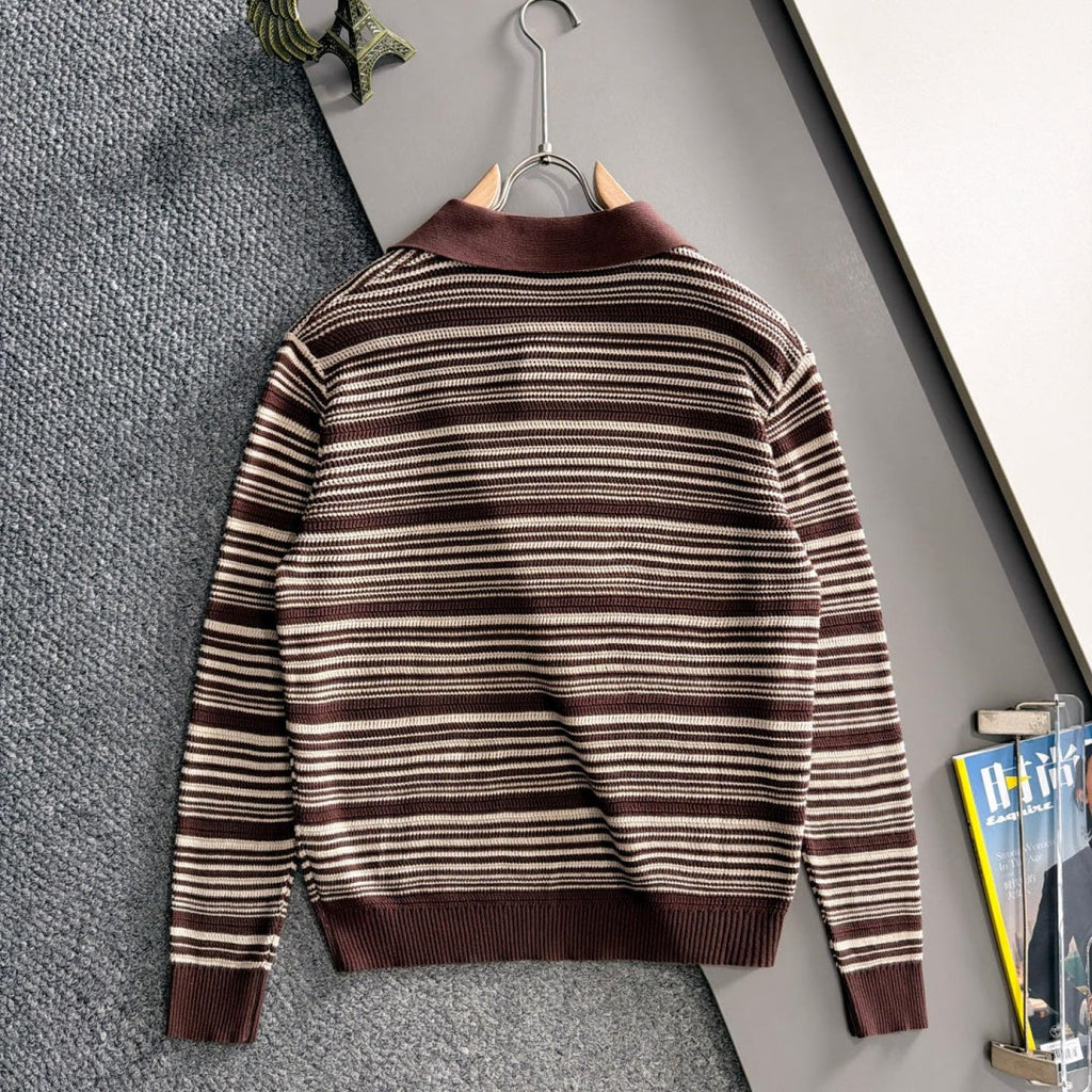 New Striped Polo Collar Knit Sweater MJ1326102705