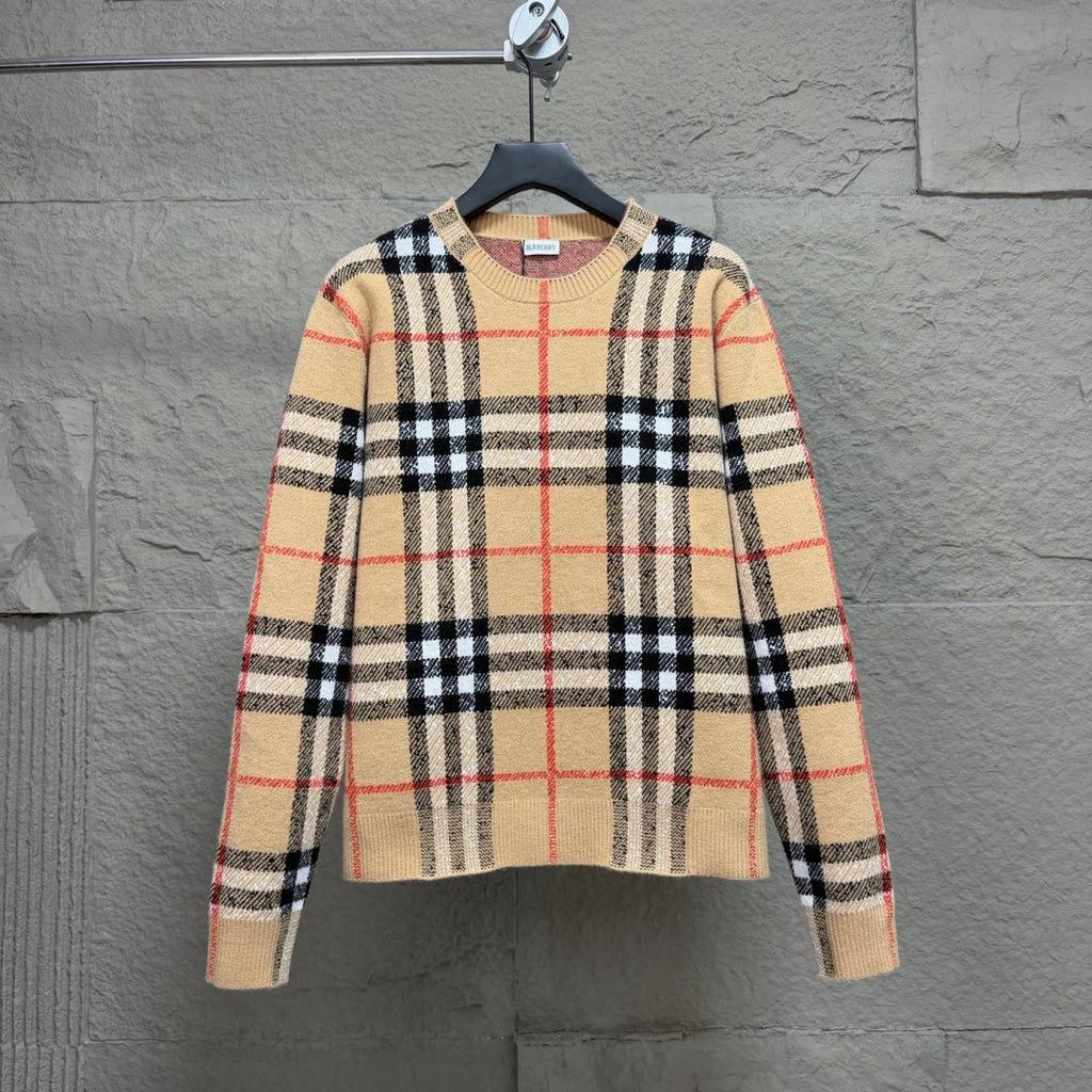 New Classic Plaid Crew Neck Knit Sweater MJ1326102706