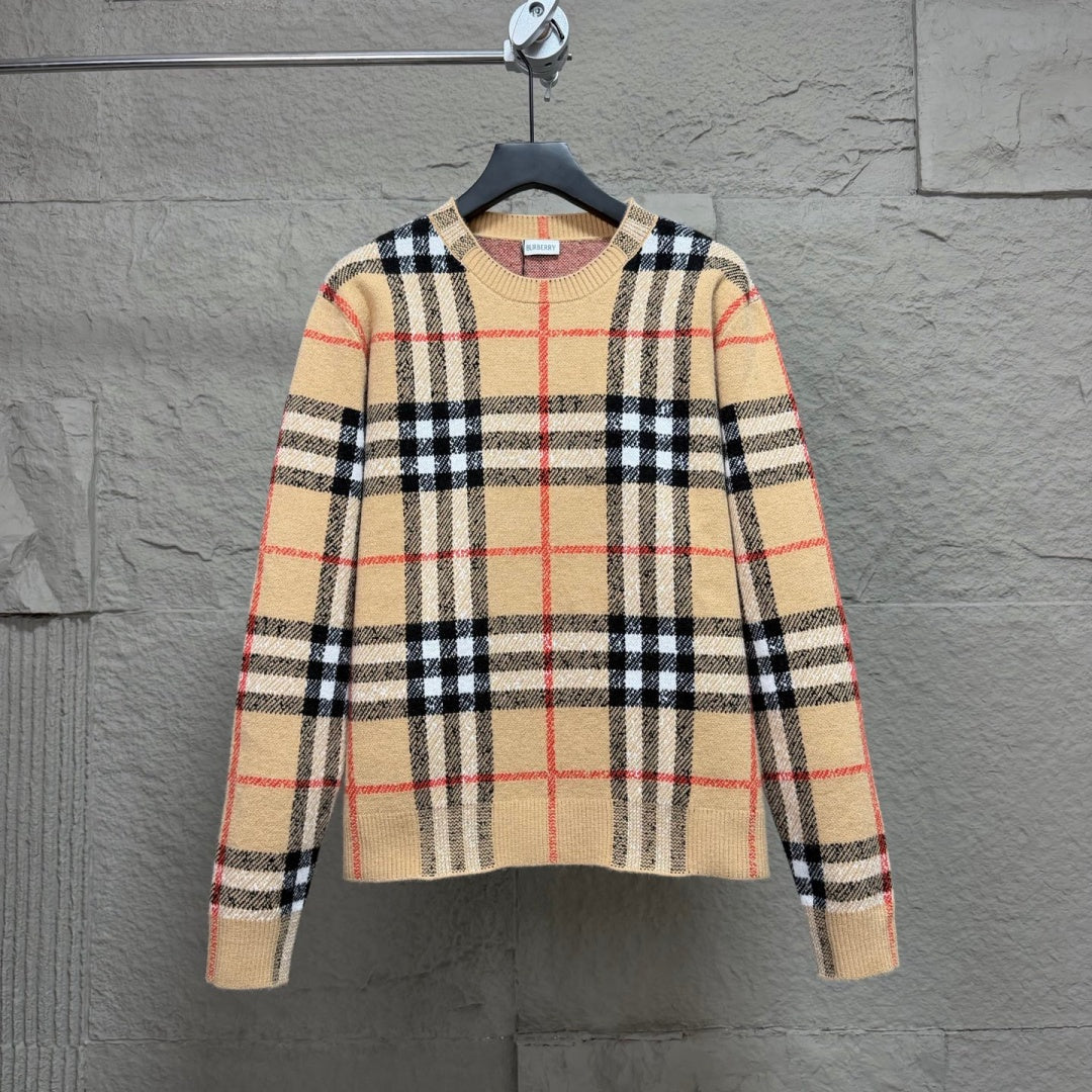 New Classic Plaid Crew Neck Knit Sweater MJ1326102706