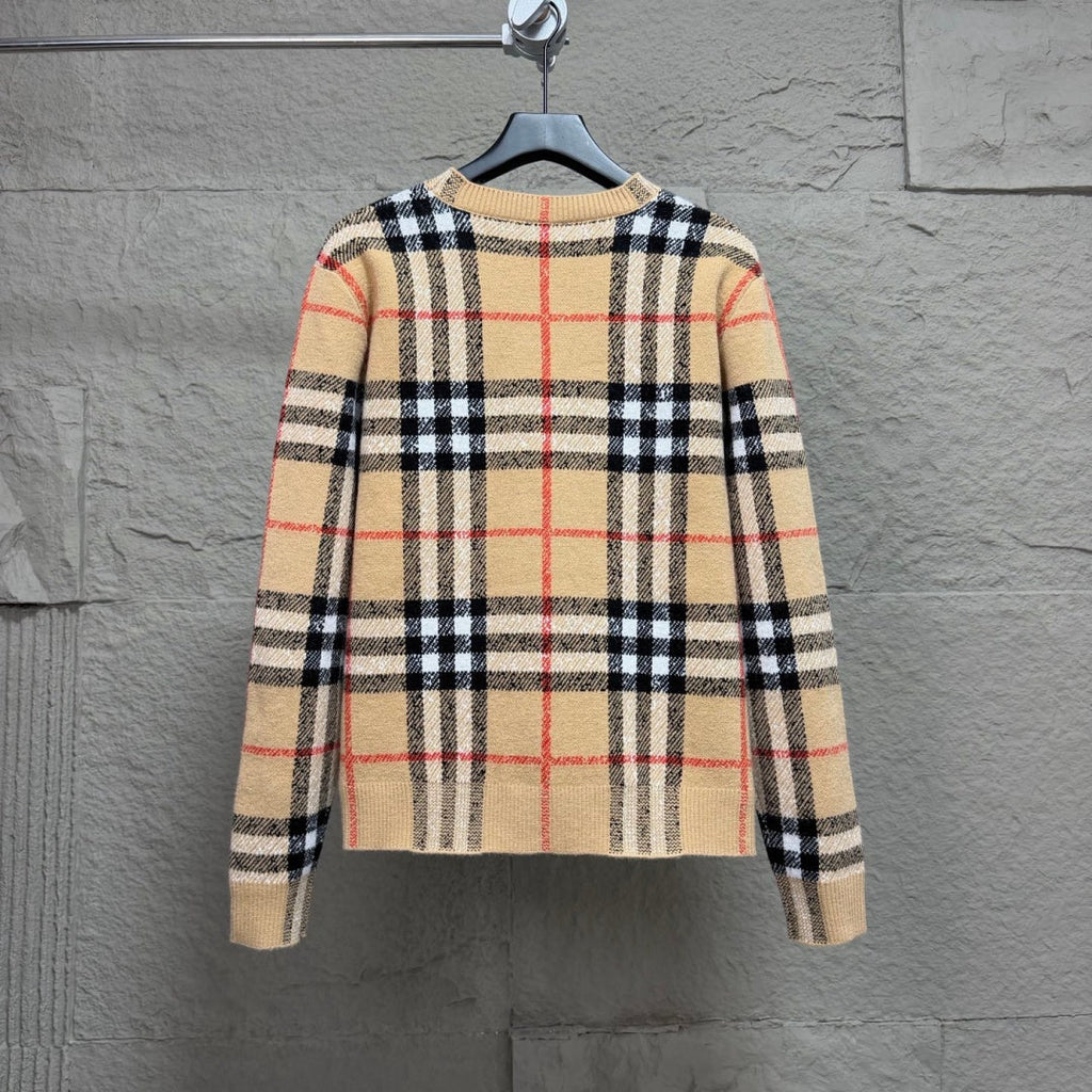 New Classic Plaid Crew Neck Knit Sweater MJ1326102706
