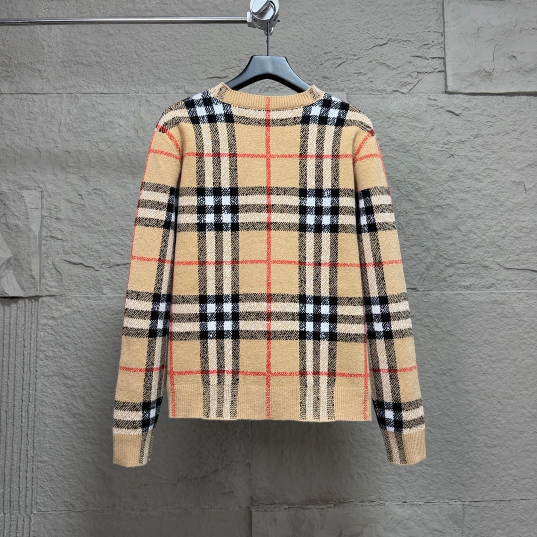 New Classic Plaid Crew Neck Knit Sweater MJ1326102706