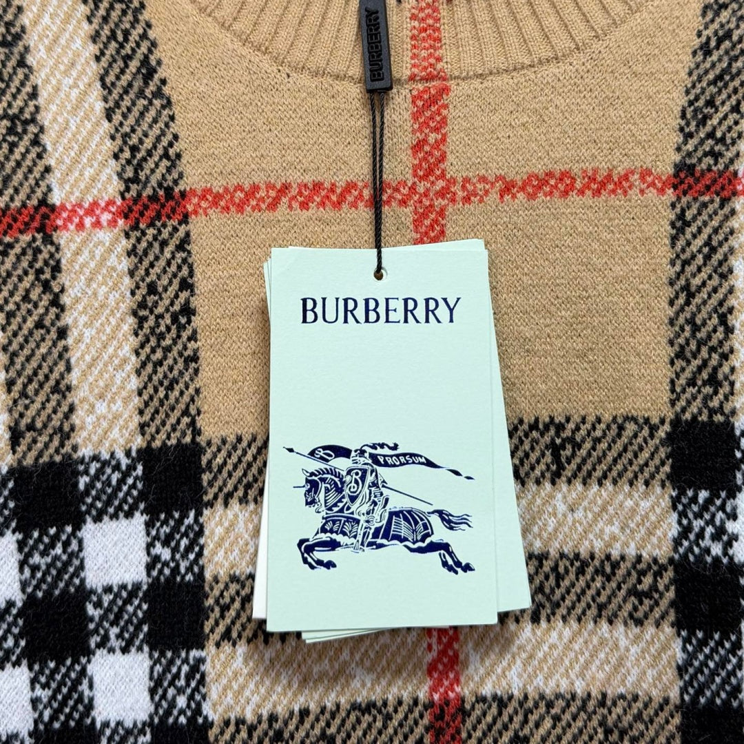 New Classic Plaid Crew Neck Knit Sweater MJ1326102706